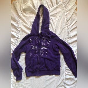 Aeropostale Purple Sherpa-Lined Zip Hoodie